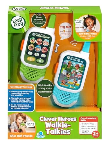 Image of LeapFrog Clever Heroes Walkie-Talkies, Walkie Talkies For Kids, Interactive and Educational, Up To 1000ft Range, Light Up Features, Suitable For Children Aged 3, 4, 5+ Years, English Version