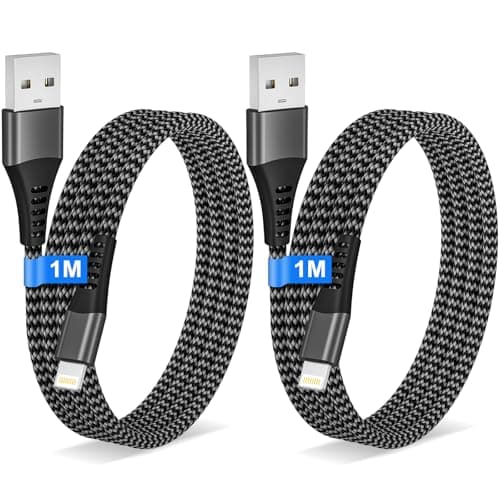 Image of iPhone Charger Cable 1M 2Pack, MFi Certified USB to Lightning Cable Fast Charging Nylon Braid iPhone Charging cable Lead Lightning Wire Cord for iphone 14 13 12 11 Pro Max XS XR X 8 7 6 Plus,iPad,iPod