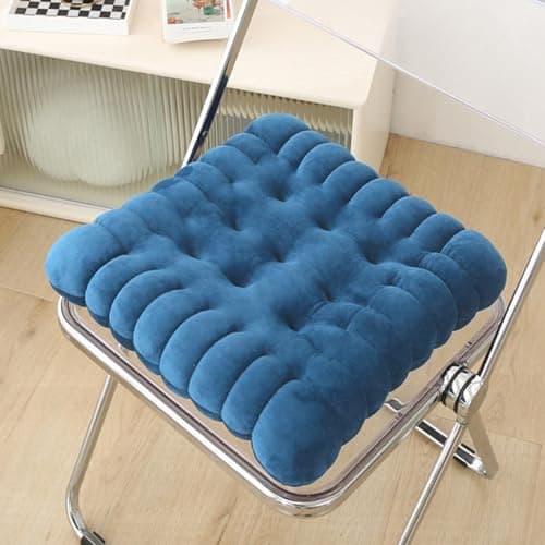 Image of XINCHIA Square Crystal Velvet Chair Cushion Anti-slip Plush Chair Pad Sofa Cushion Thicken Floor Reading Seat Pad Mat for Kitchen Dining Garden Office Car Wheelchair 40X40cm