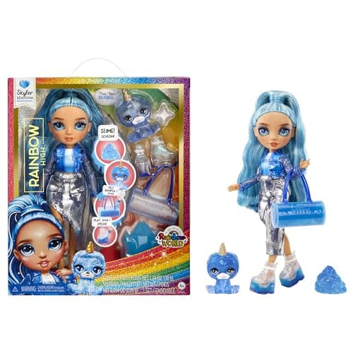Image of Rainbow High Fashion Doll with Slime & Pet - Skyler (Blue) - 28 cm Shimmer Doll with Sparkle Slime, Magical Pet and Fashion Accessories - Kids Toy - Great for Ages 4-12 Years