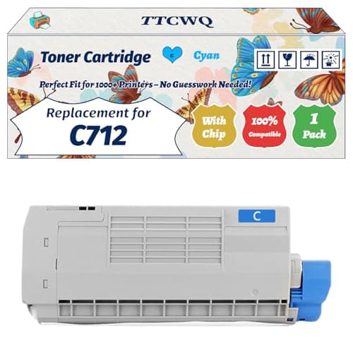 Image of Compatible for Okidata OKI C712 Toner Cartridge Work for Okidata OKI C712 Printers, with Chip, High Yield 11000 Pages, High-Definition Printing (1 Pack Cyan)