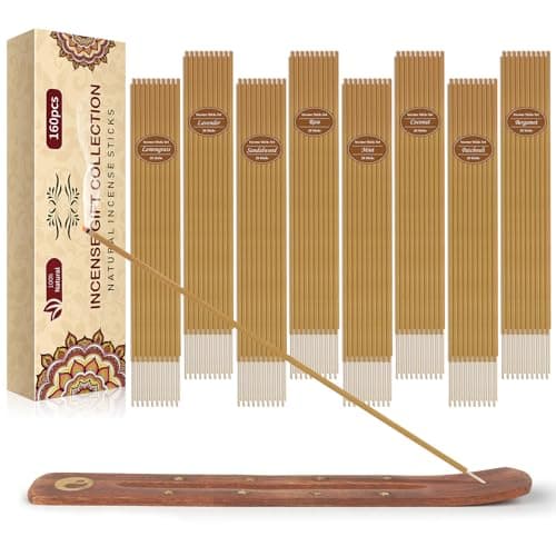 Image of 160 Incense Sticks, 8 Unique Flavours Joss Sticks With Incense Stick Holder, Sandalwood Incense Sticks For Aromatherapy, Yoga, Meditation, Healing, Spirituality