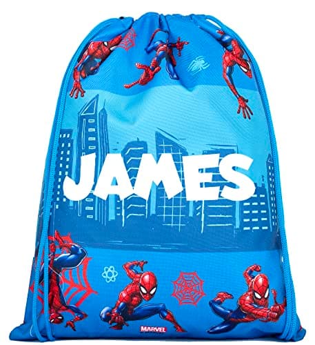 Image of Marvel Spiderman Drawstring Bag - Kids PE Kit Bag for Boys & Girls - School Swimming Bag - Personalised Gift - Blue