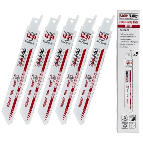 Image of Saxton 150mm Professional Range Bi-Metal 8% Cobalt Reciprocating Saw Blade Heavy Duty – S622BFP – Pack of 5