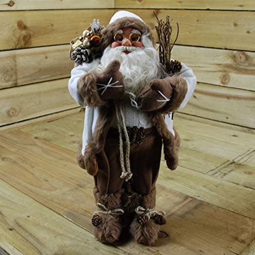 Image of The Christmas Workshop 87750 45cm Standing Natural Hessian Coat Santa Claus Figure