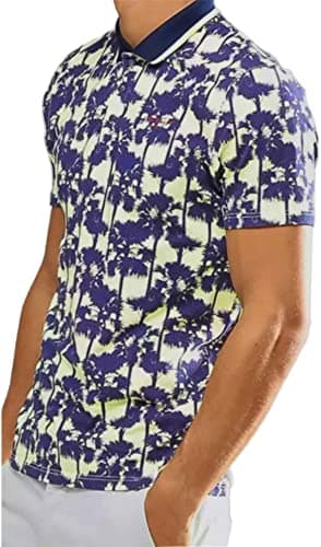 Image of Ted Baker Golf Men's GOLFED Palm Tree Print S/S Golf Polo Shirt Lemon - Yellow - XXL