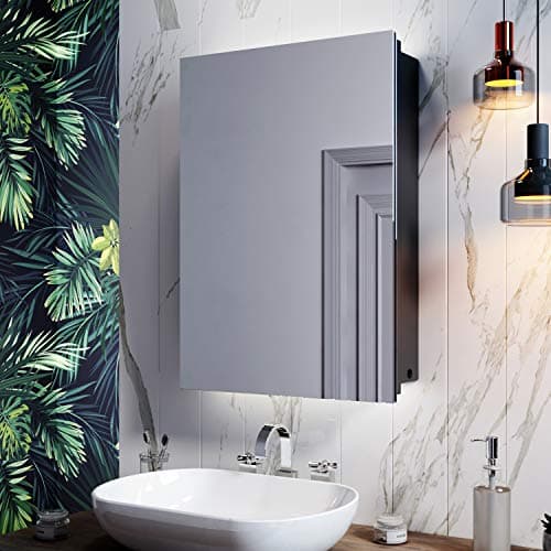 Image of ELEGANT Led Illuminated Bathroom Mirror Cabinet Wall Mounted with Shaver Socket & Button Switch 500mm x 700mm For Makeup Cosmetic Shaver Charging
