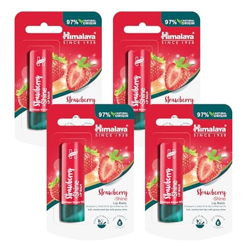 Image of Himalaya Strawberry Shine Lip Balm with Strawberry Seed Oil- 4.5g (Pack of 4)