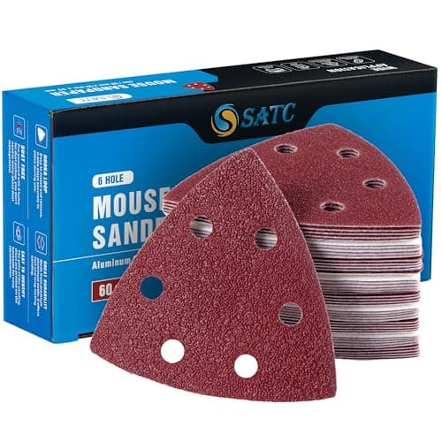 Image of SATC Delta-Triangle Sanding Sheets 93mm 60 PCS Detail Sander Pads Durable Dust-Free 6-Holes Sander Sandpaper Hook and Loop Triangle Sanding Pads 60/120/180/240/320/400 Grits 93 x 93 x 93mm