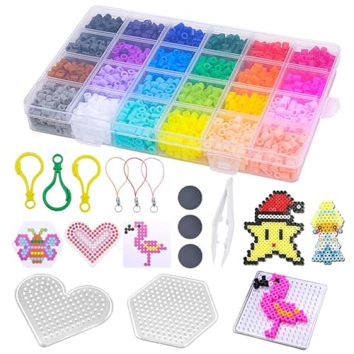 Image of Cisolen 2400PCS Fuse Beads Craft Kit 24 Colors 5mm Iron Beads for Kids Water Fuse Beads Kit DIY Art Crafts Toys for Kids Girls as Gifts