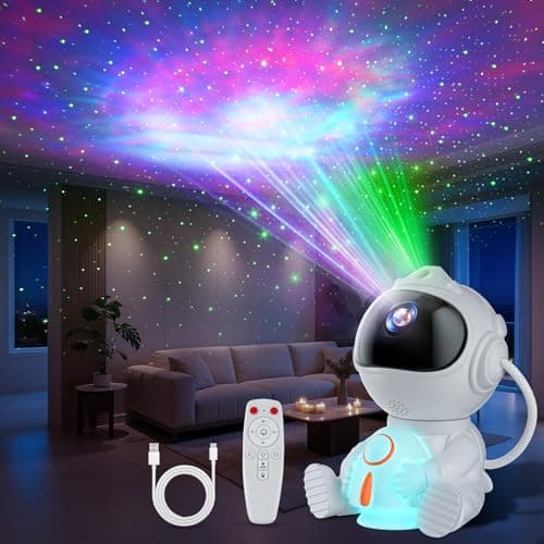 Image of Astronaut Galaxy Projector, Star Projector with 8 Nebula Modes, 360° Adjustable Projection Lamp, Remote & Timer Starry Sky Light, Cute Rocket Night Light for Bedroom, Space Gift for Kids Adult