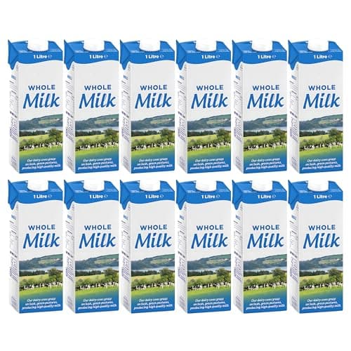 Image of Lakkeland UHT Whole Milk 1 Litre – Pack of 12 | Long-Life Ambient Milk | High Protein, Creamy Flavour | Perfect for Home, Office, Cafés & Travel