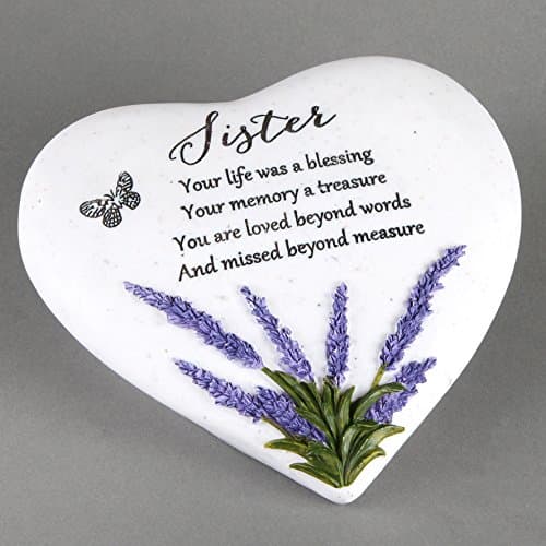 Image of Thoughts Of You Heart Outdoor Memorial Plaque with Lavender design, Sister