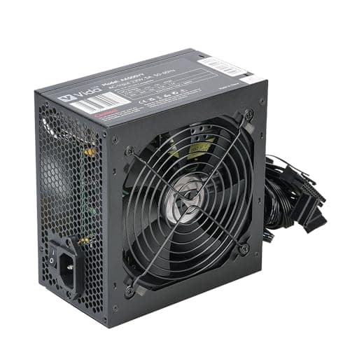 Image of Black 500W PSU, ATX Switching Power Supply, Computer Desktop PC, 120mm Fan, 8-Pin 12V, 6x SATA, For Home/Office PCs