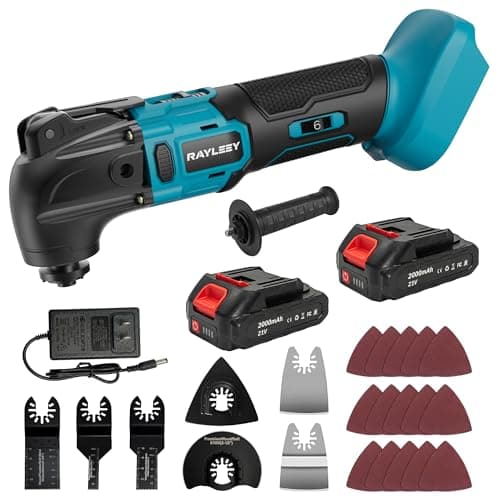 Image of Cordless Oscillating Multi-Tool Kit with 2 Batteries, Brushless Motor, 6 Speed, 4° Oscillation Angle, 22PCS Accessories, for Cutting/Grinding/Sanding