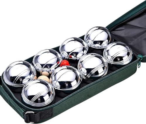 Image of Garden Mile French Boules Set - 8 Steel Balls with Wooden Jack, Measuring Tool & Carry Case - Petanque Set Classic Family Outdoor Games - Outdoor Lawn, Park, Beach, Garden Game Set
