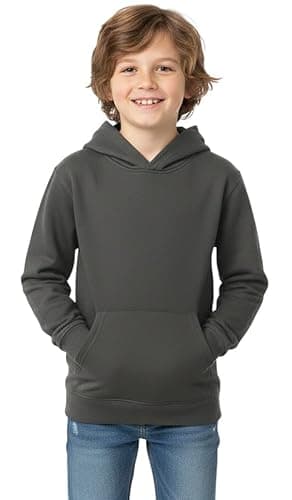 Image of ITRAT Kids Unisex Fleece Hoodie – Soft Warm Pullover Sweatshirt for Boys & Girls, Cozy Winter Hooded Jumper (Sizes 5–14 Years) (7 Years, 8 Years, Charcoal)