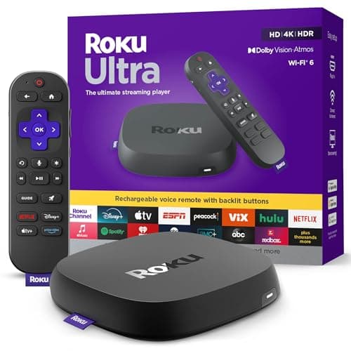 Image of Roku Ultra 2024 | The Ultimate Streaming Player - 4K Streaming Device for TV with HDR10+, Dolby Vision & Atmos - Bluetooth & Wi-Fi 6- Rechargeable Voice Remote Pro - Free & Live TV