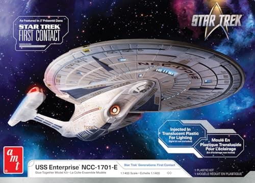 Image of AMT Skill 2 Model Kit U.S.S. Enterprise NCC-1701-E Space Ship Star Trek: First Contact (1996) Movie 1/1400 Scale Model AMT1405M