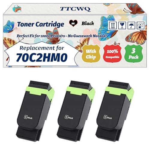 Image of Compatible for Lexmark 70C2HM0 70C2HK0 70C2HC0 70C2HY0 Toner Cartridge Work for Lexmark CS410dtn CS410n CS510de Printers (3 Pack Black)