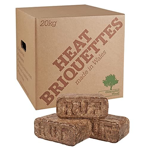 Image of Eco Heat Logs RUF Briquettes – 20kg (24 Briquettes) Wood burners & Stoves Fires- Eco Friendly Compressed Wood Fire Bricks Made in Wales. Up to 3 Hr burn time (1 x 20kg Pack)