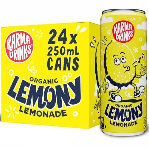 Image of Karma Drinks Lemony Lemonade - 24 x 250ml Cans - Natural Fizzy Soft Drinks, Fairtrade, Organic & Vegan