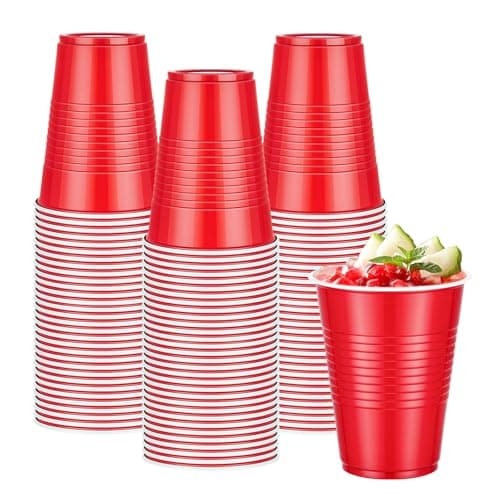 Image of KesaPlan 50Pack 450ml(16oz) Plastic Cups, Christmas Party Cups Red Cup Bulk for Party Graduation Thanksgiving Wedding Birthday Halloween Family Gatherings Festive Celebrations