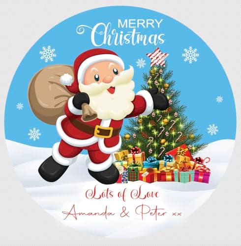 Image of Christmas Personalised Chocolate Sticker for Tubs/Tins of Roses, Heroes & Celebrations Chocolates V3