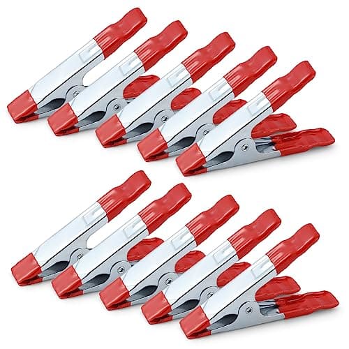 Image of 4 Inch Spring Clamps, 10 Pcs Spring Clips, Multipurpose Wood Clamps with Good Gripping and Rubber Tips, Heavy Duty Metal Clips for Tarpaulin, Camping, Modeling, Photography, Woodworking, DIY