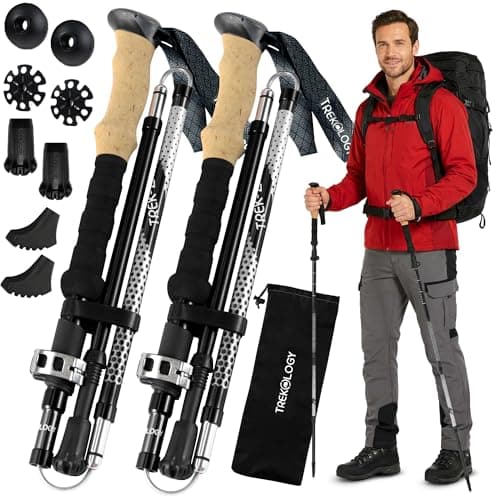 Image of Trekology TREK-Z Walking Poles - Foldable Trekking Poles for Men & Women - Adjustable Nordic Walking Sticks, Hiking Sticks & Collapsible Hiking Gear