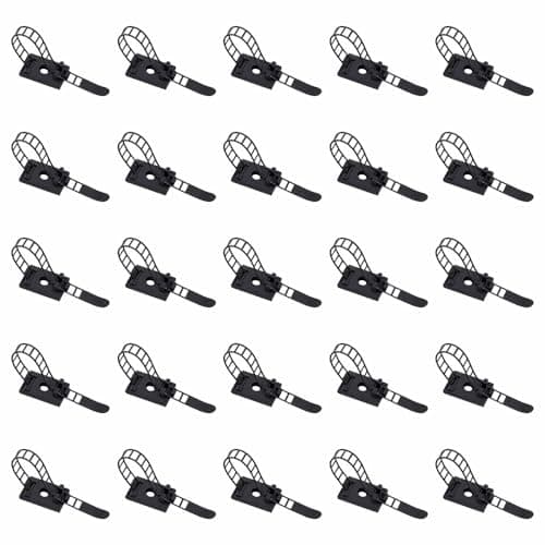 Image of 25Pcs Cable Zip Ties, Nylon Cable Clips Self-Adhesive Cord Fastener Clips for Home, Office, Outdoor