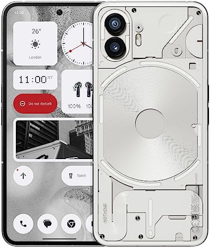 Image of Nothing Phone (2) - 256 GB + 12 GB Ram, Glyph Interface, Nothing OS 2.0, 50 MP Dual Camera, OIS, 6.7” LTPO OLED display, 4700mAh Battery, Water resistant IP54, sim-free mobile Android, White (Renewed)