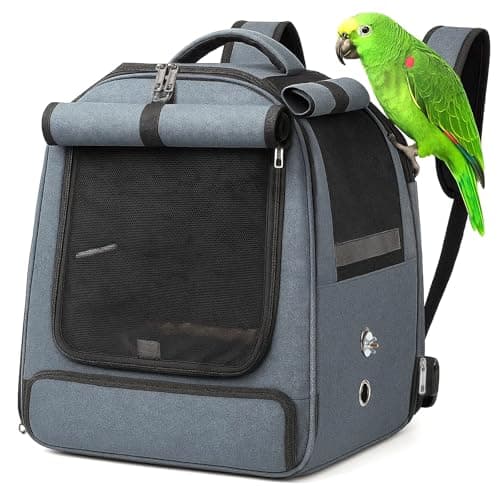 Image of BLUE BAZAAR Bird Travel Backpack Carrier — Portable Parrot & Pet Bird Cage, Breathable Lightweight Small Animal Travel Bag with Mesh Windows, Ideal for Outdoor & Trips