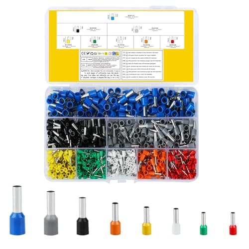 Image of 800 Pcs Wire Ferrules Kit, Bootlace Ferrules AWG 22-7, Electrical Crimp Connectors, Insulated Cord Pin End Terminals Kit, Copper Wire Terminal Cable Ferrule Set, Automotive Electrical Connectors