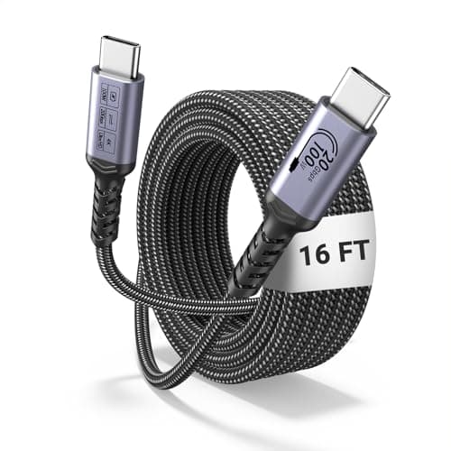 Image of SUMPK USB C Cable 5m, 100W Long USB C 3.1 Gen 2 Cable, 20Gbps High Speed Data Transfer, 4K Video Monitor Compatible with iPhone 16/15, MacBook Air/Pro, Samsung Galaxy