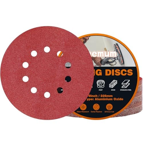 Image of pihemum 30 PCS 225mm Sanding Discs 100 Grit 10 Hole Hook and Loop Drywall Sandpaper for Drywall Sander
