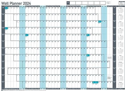 Image of Sasco 2024 Value Yearly Wall Planner Set, Board Mounted Whiteboard Style Dry Erase Calendar, Large Wall Planner, Blue, 915 x 610mm, 2410236