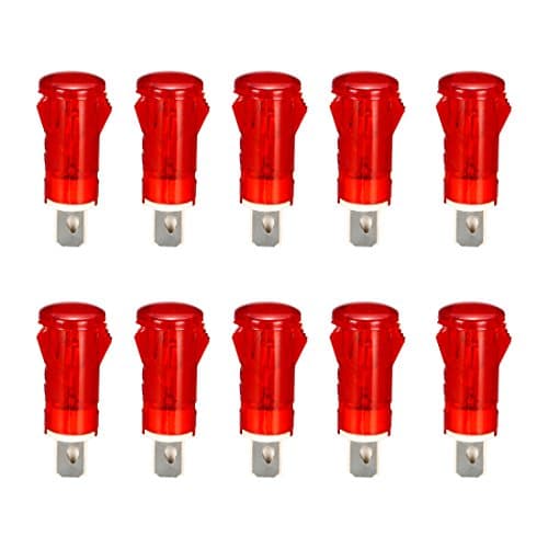 Image of sourcing map Neon Indicator Lights 220V, Dash Bulbs MDX-11A Red, 10mm 2/5" Push-In Mount, 10Pcs
