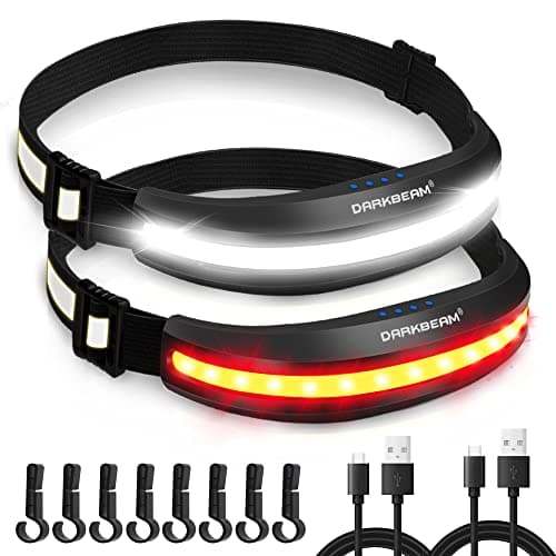 Image of DARKBEAM Head Torch USB-C Rechargeable LED Headlamp Hardhat Light, COB 230° Floodlight Hands-Free Red Flashlight Headlight - Super Bright Head Lamp for Camping, Repair, Fishing, 2-Pack