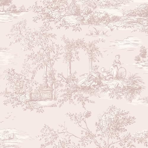Image of Timeet Peel and Stick Wallpaper Pink Floral 44CM×3M Waterproof Self Adhesive Vinyl Flower Tree Architecture Contact Paper Removable Vinyl Wrap Thicken Sticky Back Plastic Roll Kitchen Wall Covering