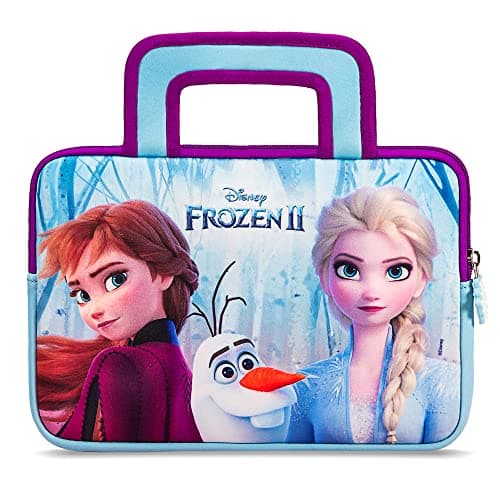 Image of Pebble Gear Frozen 2 Carry Bag - Universal neoprene kids tablet carry bag in Disney Frozen 2 Design, for 7" tablets (Fire 7 Kids Edition), with durable zipper, Elsa, Anna and Olaf
