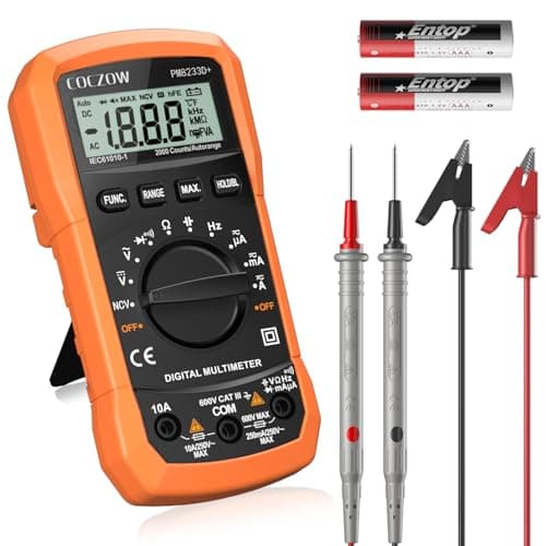 Image of COCZOW Multimeter Digital Multimeter Voltage Tester Volt Meter Ohmmeter Ammeter AC DC OHM Continuity Circuit Resistance Diode Electrical Tester with Test Leads Backlight LCD Display