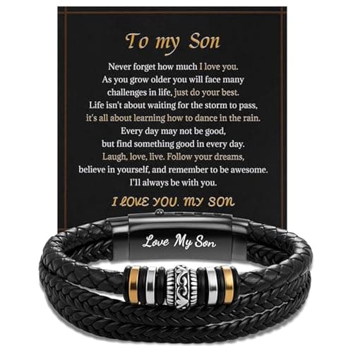 Image of JITFLG mens bracelets, Mens leather bracelet boys bracelets With Stainless Steel Magnetic, men's jewellery Gift To My Son/Grandson/Husband