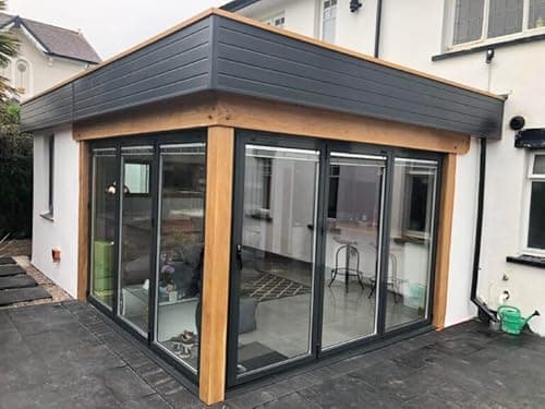 Image of Aluminium Bifold Doors | 3 Panels Folding Left or Right | 3000mm Wide x 2100mm high | T1 (Black)