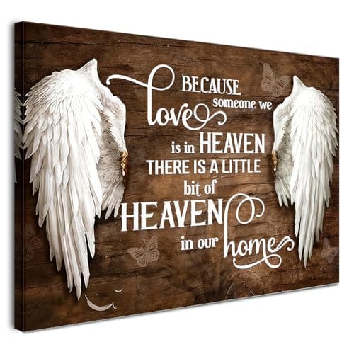 Image of Alptiny Framed Wall Art Canvas Angel Wings Artwork Memorial Wall Decor With Comfort Quote Remembrance Picture Painting On Canvas For Living Room Bedroom Home Decor 30cm X 40cm