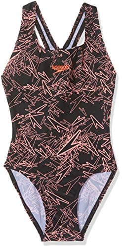 Image of Speedo Girls Boom Allover Splashback Swimsuit - Black/Flash, 24