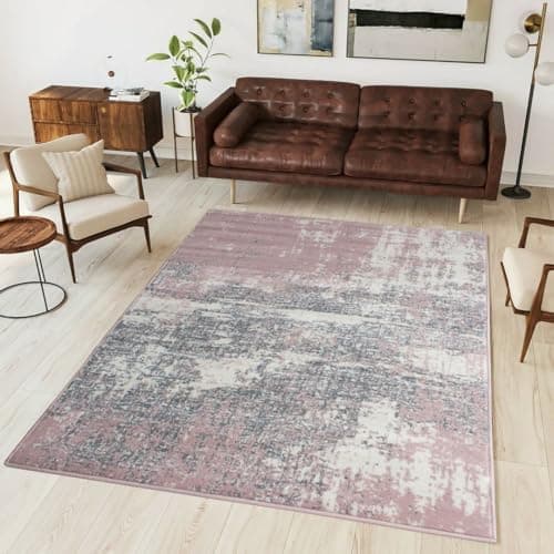 Image of Grey Blush Distressed Traditional Rug Affordable Transitional Abstract Faded Living Room Area Bedroom Hallway Rug
