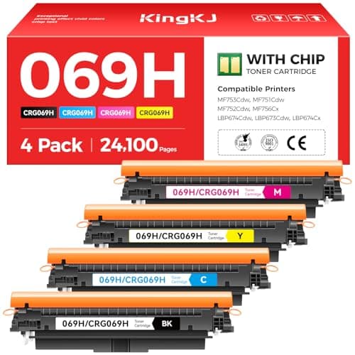 Image of 069 069H Toner Cartridge Set High Capacity 4-Pack Compatible for Canon 069H 069 for Color imageclass MF753Cdw MF751Cdw LBP674Cdw LBP674C MF750C LBP673Cdw LBP674Cx MF752Cdw MF756Cx Printers lnk Black