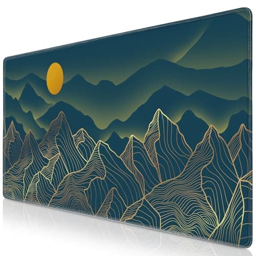 Image of Abetcabe Gaming Mouse Pad, Large Mouse Mat XXL 35.4×15.7 inch, Golden Mountain Extended Mousepad with Non-Slip Rubber Water-Resistant surface for Home Office Gaming Room