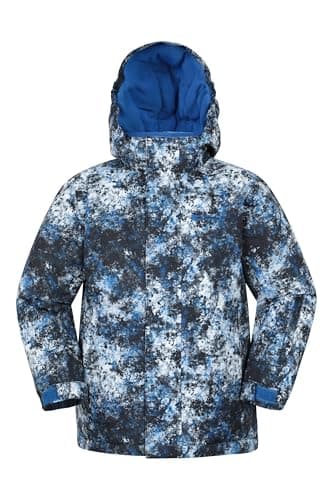 Image of Mountain Warehouse Mogal Printed Kids Waterproof Ski Jacket - Zipped Pockets, Detachable Hood, Snowskirt -Best for Snowboarding, Winter Sports White Kids Size 11-12 Years
